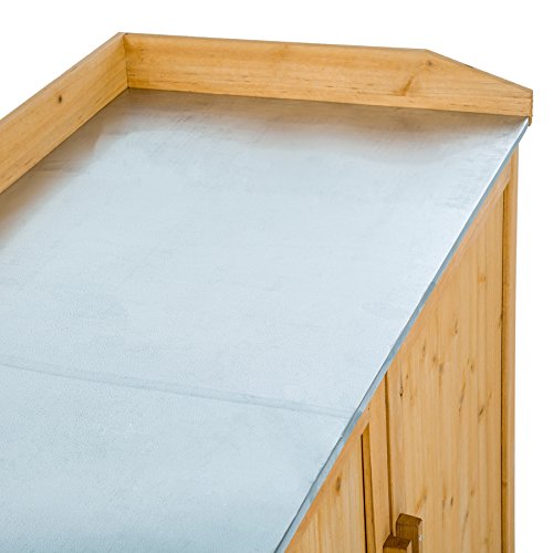 TecTake 402199 - Pflanztisch mit Unterschrank, 98 x 48 x 95 cm, Imprägniertes Kiefernholz – Bild 6