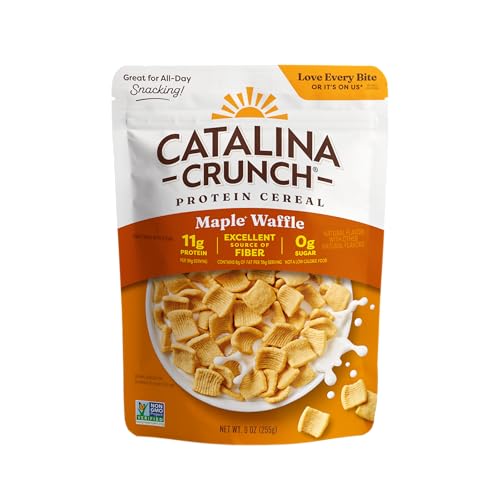 Catalina Crunch Protein Cereal - Sugar Free Breakfast Cereal with 11g of Protein - Gluten Free - Maple Waffle - 9 oz. Bag (Pack of 1) (Packaging May Vary)