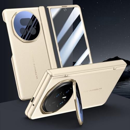 Coque Honor Magic V5 en cuir doré antichoc avec support et protège-écran