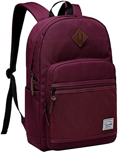 VASCHY Mochilas Escolares, Mochila Hombre Mochila Mujer Casual Ligera Mochila Portatil 15.6 Pulgadas Resistente al Agua para Adolescentes Juveniles para Escuela Instituto Universidad Viaje, Rojo
