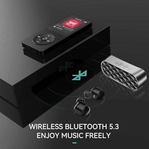 Image of BIGASUO 128GB Mini MP3 Music Player with Bluetooth 5.4 & Voice Control Earphones, Video Playback,Pocket-Sized MP3 Player for Music,Voice Recording,FM Radio (1395) (Black, B18)