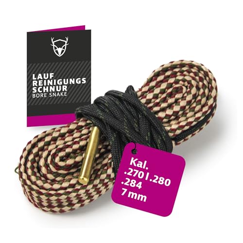Royal Hunter® Laufreinigungsschnur I Borensake Kaliber .270 .280 .284-7mm I Laufreinigung für Gewehre und Pistolen Ɩ Premium Bore Snake mit integrierter Messingbürste
