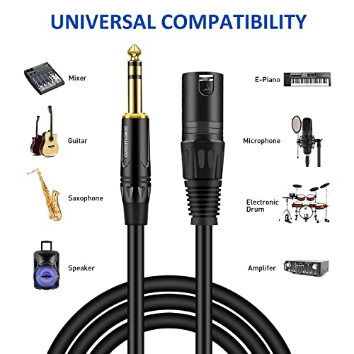 Dremake 3 Ft 6.35 Mm 1/4 Inch Trs Male To Xlr Male Audio Stereo Mic Cable Gold Plated 1/4 Inch Male To Xlr Male Balanced Cable For Microphones, Speakers, Stage, Dj And More - Black #TOP6