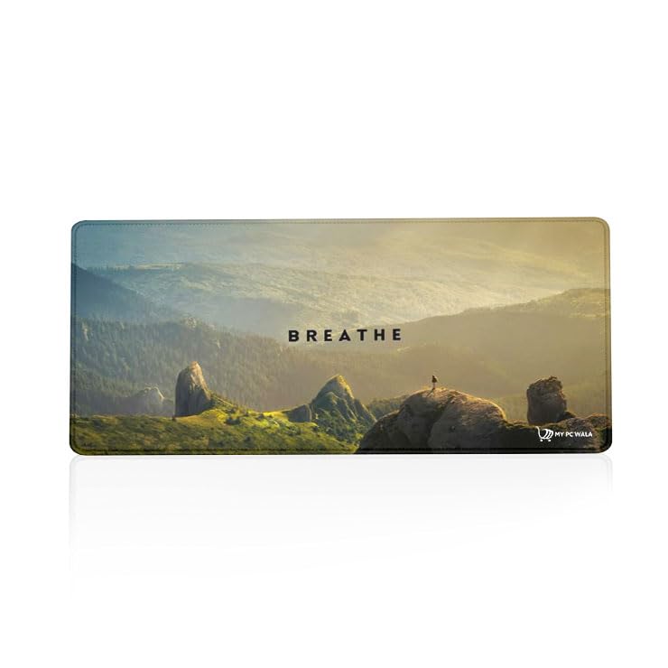 Image of Breathe Mountain Extended Gaming Mouse Pad 80x30cm, Large Desk Mat, Waterproof Surface, Anti Slip Rubber Base, Stitched Edges for PC, Laptop and Office