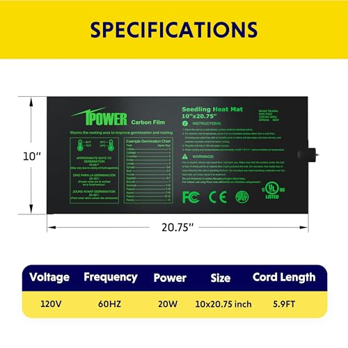 Tapis chauffant semis haut de gamme iPower en carbone robuste et imperméable