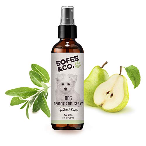 Sofee & Co. Dog Puppy Odor Eliminating Grooming Spray Perfume Cologne - Deodorize Freshen Coats. Groomer's Choice. Control Unwanted Odors. Use On Pets Bedding Furniture Room Car. (White Pear)