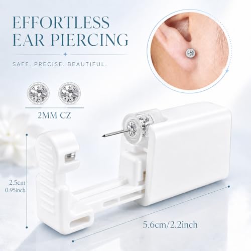 Image of Anzero Ear Piercing Kit, Disposable Ear Piercing Gun with 2MM CZ Studs