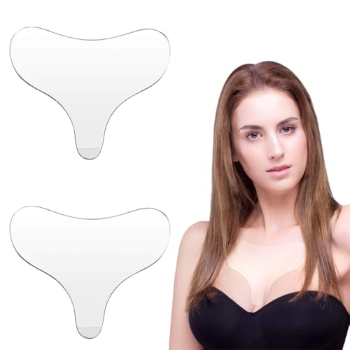 2 pcs almohadillas de silicona para el pecho, parches antiarrugas escote, parches antiarrugas reutilizables, almohadillas antiarrugas para el pecho, para mujeres y niñas