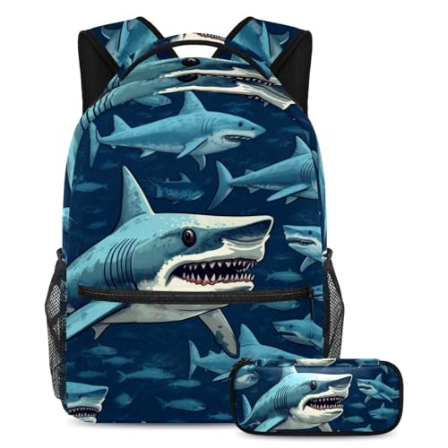 Cartable requin cool grand volume pour les cours et les voyages ado