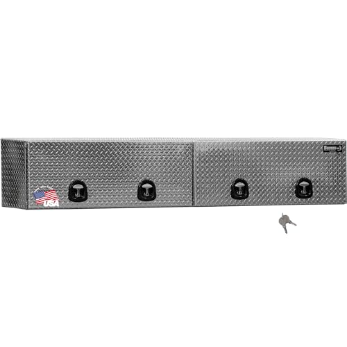 Buyers Products 1701770 Topsider Truck Tool Box, 18x16x96 Inch, Diamond Tread Aluminum, Dual Flip-Up Doors, Locking Compression Latch, Weather Resistant, No-Drill Mount, Made in USA