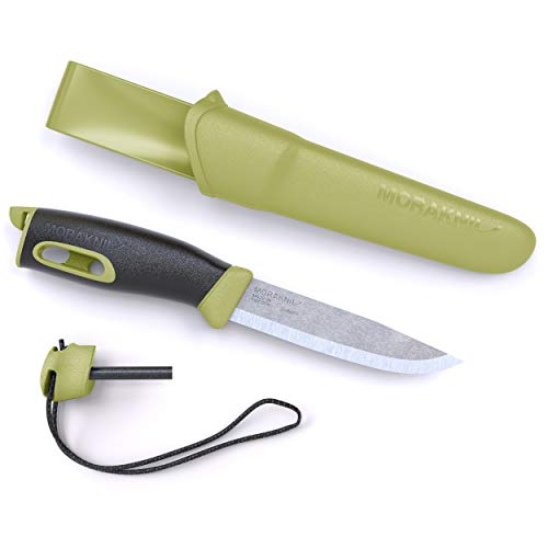 Morakniv Companion Spark uniseks mes voor volwassenen, handvat groen, lemmet: 104 mm