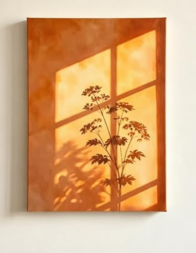 RRDPDM Soft Aesthetic Interior Shadow Wall Decor Vertical Window Silhouette Canvas Art for Home Decoration(30x40cm/Frameless)
