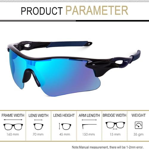 Image of Dervin Non Polarized Oversized Sports Sunglasses for Men Women, Outdoor Cricket Cycling Hiking Fishing Sunglasses