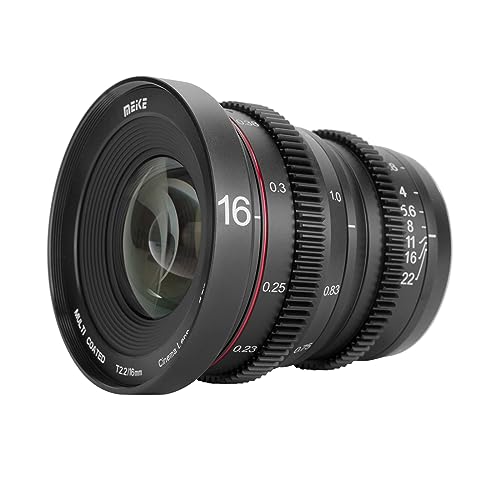 Meike16mm T2.2 Large Aperture Manual Focus Prime Low Distortion 4K Mini Cine Lens for Micro Four Thirds M43 MFT Mount Compatible with Olympus/Panasonic Lumix Cameras and BMPCC 4K Zcam E2 GH5 GH6 GH7 by Meike - Used condition - US$310.85