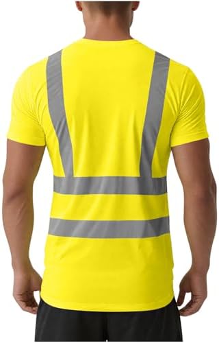 High Visibility Shirts for Men Women Short Sleeve Safety T-Shirts Class 3 Hi Vis Reflective Construction Work Shirt - 4