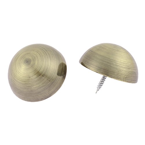 Aexit 2pcs 46mm Quality Parts Dia Metal Semicircle Glass Mirror Screw Nail Decor Bronze Tone Model:63as137qo606