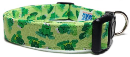 CritterGear Adjustable Dog Collar in Mini Green Frogs (U.S.A. Made)