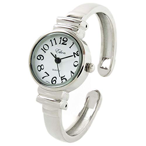 Silver Metal Band Petite Size Women's Bangle Cuff Watch