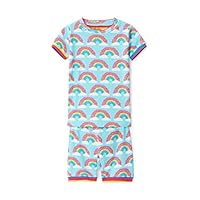 Hatley Girl's Organic Cotton Short Sleeve Pyjama Set, Magical Rainbows, 2 Years
