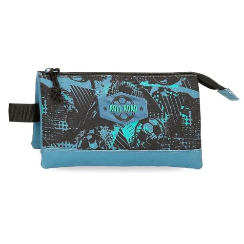 Roll Road Soccer Estuche Triple Negro 22x12x5 cms Poliéster