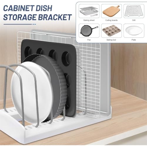 Escurreplatos pequeño ajustable para optimizar espacio y organizar tapas en encimeras 7