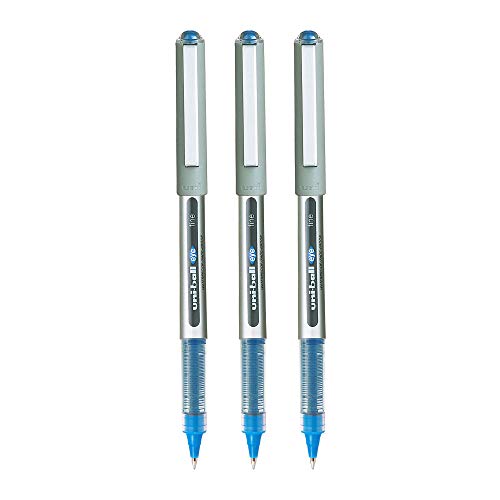 UNI-BALL Eye UB157 0.7mm Roller Ball Pen | Blue Ink, Pack of 3 (Image - 1)