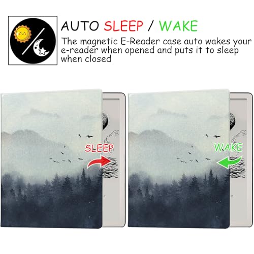 Image of Magnetic Stand Case for Kindle Scribe - Ultra-Thin Leather Cover Auto Sleep /Wake Book Folio Cover with Magnetic Pen Buckle for 10.2 Inch Kindle Scribe (2022 /2024 Release) (Misty Forest)