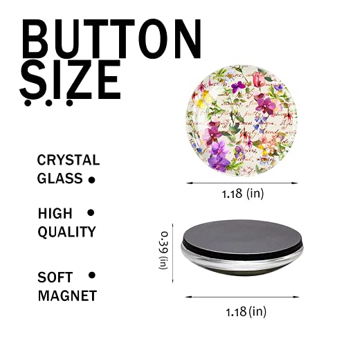 6Pcs Magnets For Refrigerator Glass Fridge Magnets Decorative Magnets For Whiteboard Cute Mini Locker Magnets Refrigerator Magnets For Office And Kitchen - Vintage European Style Watercolor Flowers #TOP1