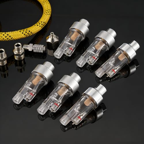 Image of Honoson 6 Pcs Airbrush in-line Water Trap Mini Air Filter Connect Separator for Connects Directly onto Airbrushes and Hoses with 1 /8 Bsp Threads
