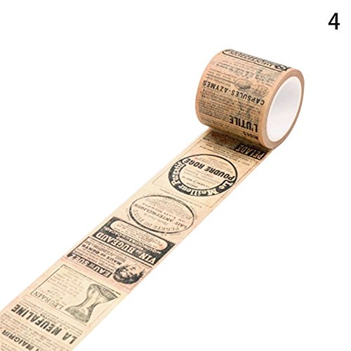 Blue Vessel DIY Dekoband Klebeband Self-Adhesive Sticker Paper Craft Decorating Calendar Strips Tape Album Scrapbooking Paper (Newspaper Muster)