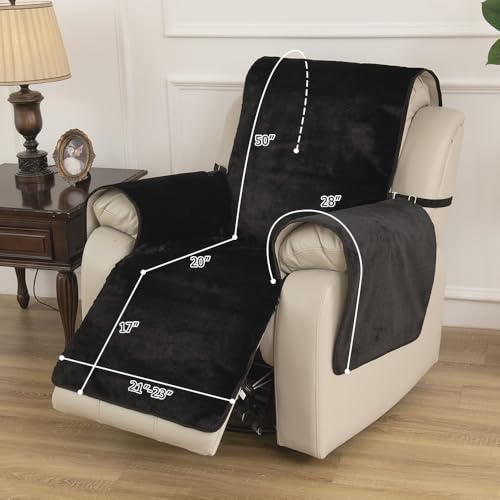 RBSC Home Black Anti-Slip Recliner Chair Slipcover with Elastic Straps