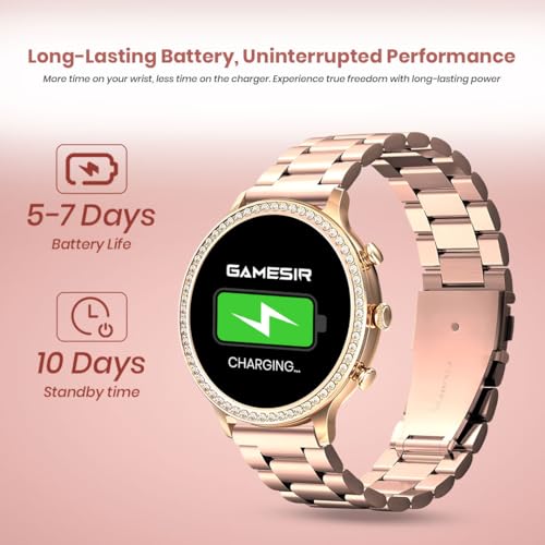 Image of GameSir Luxury Round Dial GEN 12 Smart Watch, 1.69 inch AMOLED Display, Water Rasistence, Bluetooth Calling, Multi Watch Faces & 100+Sports Mode, Smartwatch for Women,Girls & Men (Rose Gold)