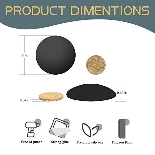 Jegonfri Door Stoppers Wall Protector From Furniture, 10Pcs 2" Strong Adhesive Round Door Knob Wall Protector, Silicone Thickened Door Bumpers For Walls (Black, Round) #TOP2