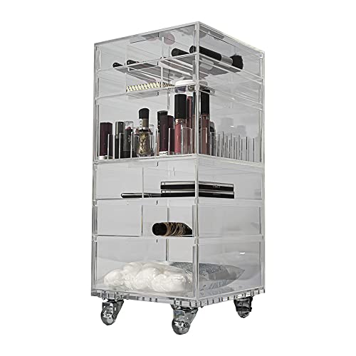Carrinho Acrílico Organizador de Maquiagem com 6 Gavetas N0