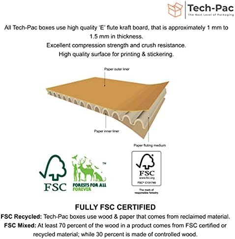 Tech-Pac - Pack of 5  280 mm x 185 mm x 65 mm Mailer Box Cardboard Wrap Kraft Packing Boxes Royal Mail Small Parcel Mailing Posting Shipping Brown