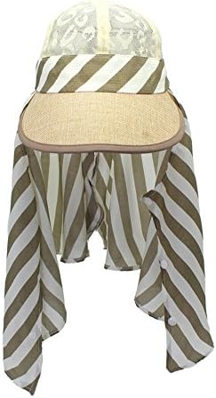 Ladies Summer Beachwear Stripes Breathable UV Protecting Beach Cap Sun Hats with Neck Flap Cover