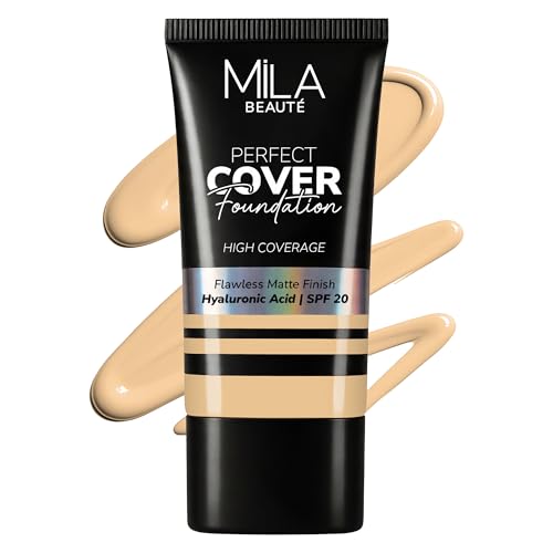 Image of Mila Beaute Perfect Cover Foundation with Hyaluronic Acid & SPF 20 | High Coverage & Flawless Matte Finish | Super Hydrating & Lightweight Formula | Suitable for All Skin Types - 3 Wheat