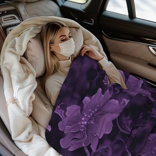 Couverture flanelle violette 203x152 cm jeté de canapé chaud et doux - 8