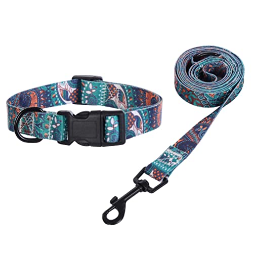 Dog Collar And Leash Set Nylon Collar With Matching Leash Tribal Geometric For Small Medium Large Boys Girls Dogs Cats Pets #TOP6
