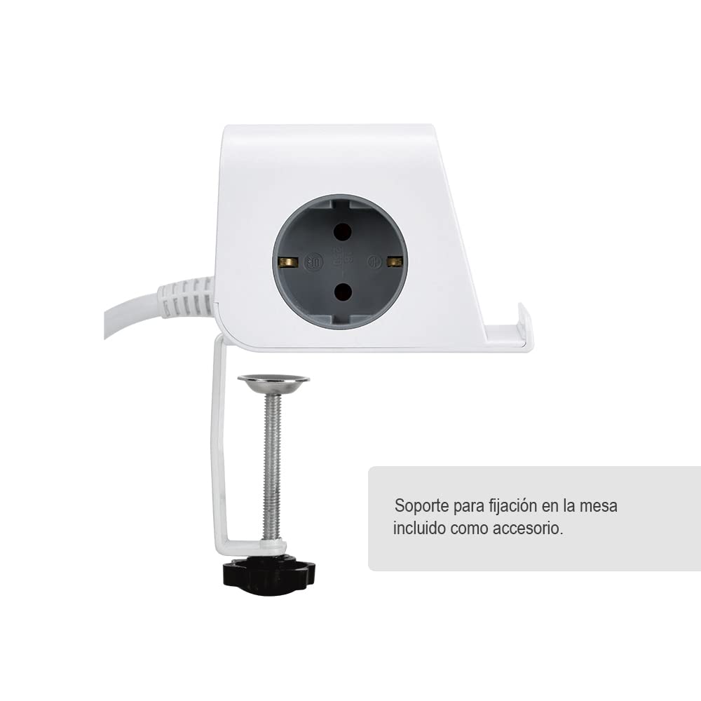 SIMON Base Enchufe Múltiple 2 Schuko + 4 USB Blanco | Carga inteligente Smart Charge e inalámbrica. Soporte de fijación incluido.