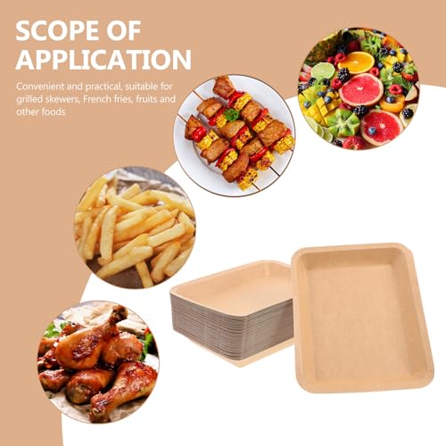 Platos de papel rectangulares kraft para barbacoa en paquete de 50 unidades de un solo uso 4
