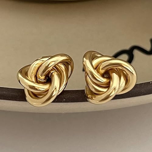 18K Gold Plated Sterling Silver Love Knot Stud Earrings3