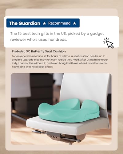 Image of ProtoArc Extra Large Seat Cushions for Office Chairs, Ergonomic Memory Foam Seat Cushion for Home, Extra Cover, Car Seat Cushions for Driving, Pressure Relief Pad for Sciatica - Mint Green