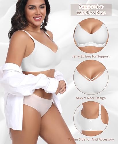 Image of Ganado Seamless Wireless Bras for Women No Underwire Bras Supportive Bralette Padded Comfort T Shirt Bra