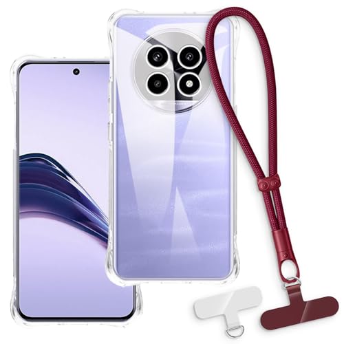 OAGELIM 2-in-1�ی�P�[�X�ƃ��X�g�X�g���b�v OPPO Realme 13 Pro 5G Extreme �Ƃ̌݊������� ���O���\�ȃ��j���[�h�t���d�b�J�o�[�A����~�ߕ����h�~�O���b�v�n���h�� (�N���A + ���b�h)