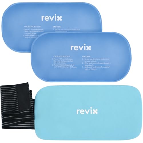 Image of REVIX Gel Ice Packs Reusable 14 inch x 7 inch - 2 Packs Flexible Cold Compress with Strap for Back, Shoulder, Hip, Thigh - Extra Large Ice Pack for Everyday Recovery & Cooling Relief
