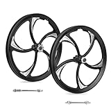 ZUKKA Bike Wheel Set 20 Inch Magnesium Alloy One-Piece Bike Wheels 5 Spokes Rim with Disc Brake & Freewheel Hub for Single Speed or 6-11 Freewheel Quick Release Axles,for Mountain/Folding/Kids Bikes