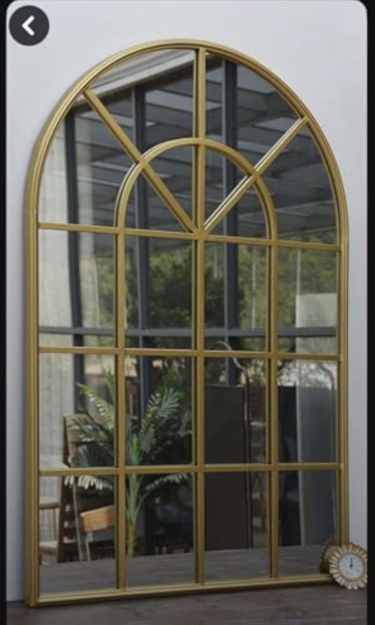 Arch Elegant Metal Decorative Wall Mirror Window, Golden
