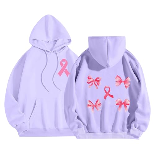 Sweat Octobre Rose : Le cadeau idéal avec ce pull à capuche violet XL ample et chaud