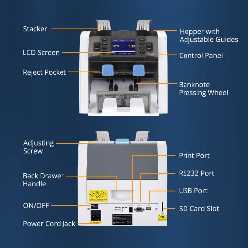 Carnation Cr1500 Cash Counter Machine With Mixed Denomination - Bill Counter And Sorter With Counterfeit Detection - Sort And Scan Using Mg, Ir, Mt, Uv & Cis Image Recognition - Multi-Currency Checker #TOP3
